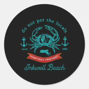 Inkwell Beach Marthas Vineyard Crab Vacation Souve Classic Round Sticker
