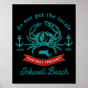Inkwell Beach Marthas Vineyard Crab Vacation Souve Poster