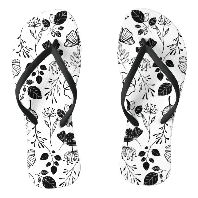 Inky black florals flip flops (Footbed)