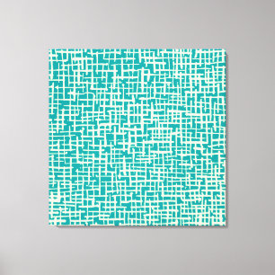Inky Crossed Lines - Cream and Aqua Canvas Print