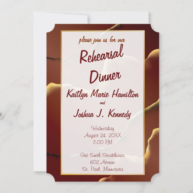 Inky Earthtone Red Abstract Amazing Fab Wedding  Invitation (Front)