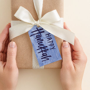 Inky Hand-Lettering Happy Hanukkah Gift Tag