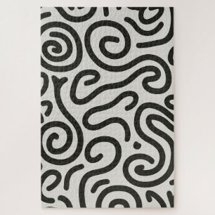 Inky Labyrinth Modern Abstract Line Art Jigsaw P Puzzle