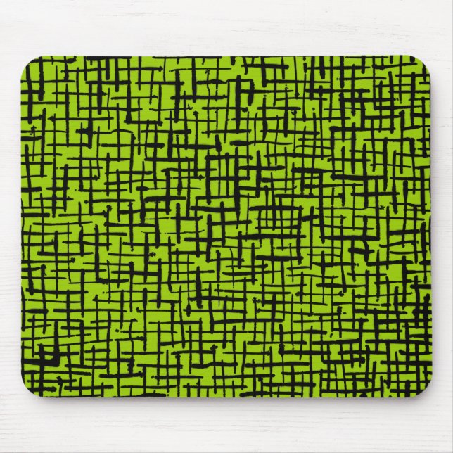 Inky Lines - Black on Martian Green Mouse Mat (Front)