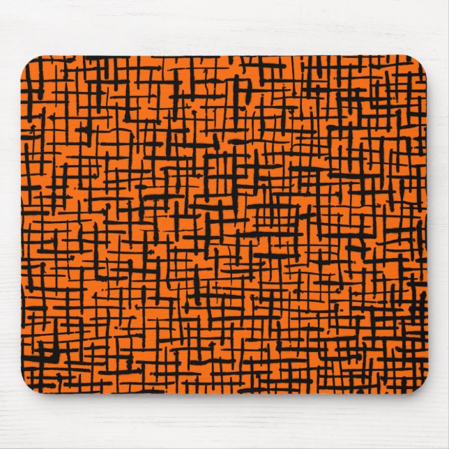 Inky Lines - Black on Orange Mouse Mat (Front)
