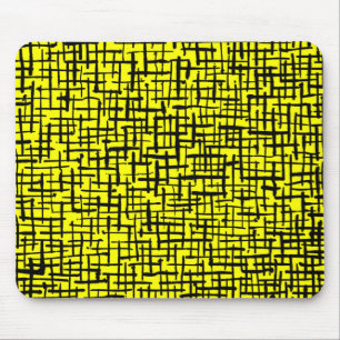 Inky Lines - Black on Yellow Mouse Mat
