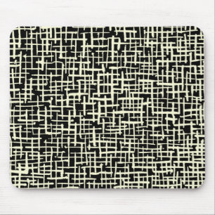Inky Lines - Cream on Black Mouse Mat