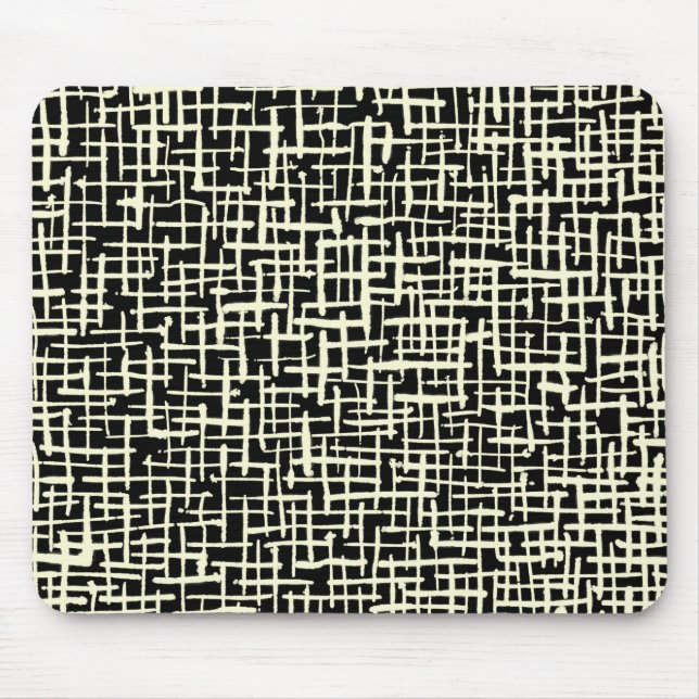 Inky Lines - Cream on Black Mouse Mat (Front)