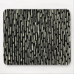 Inky Lines - Cream on Black Mouse Mat