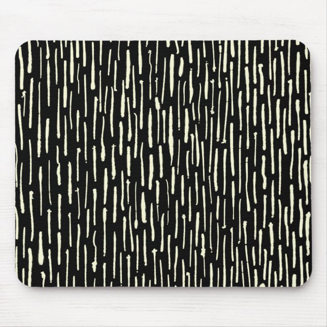 Inky Lines - Cream on Black Mouse Mat (Front)