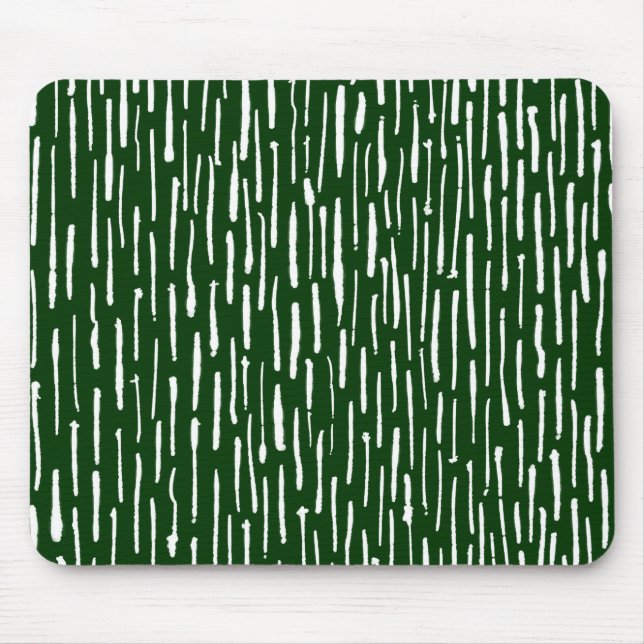 Inky Lines - White on Dark Green Mouse Mat (Front)