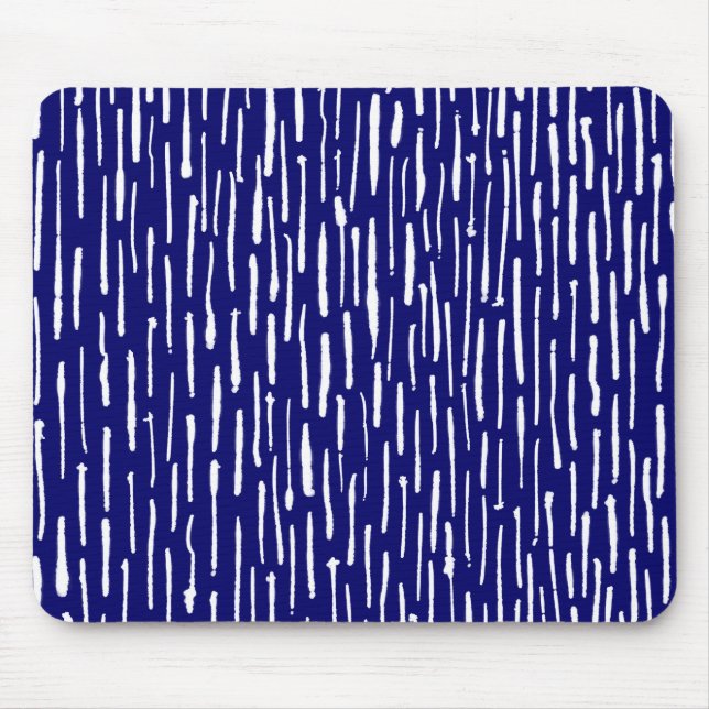 Inky Lines - White on Deep Navy Mouse Mat (Front)