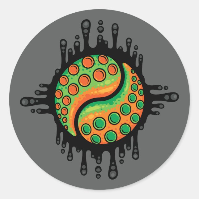 Inky Octopus Tentacle Yin Yang Symbol Classic Round Sticker (Front)