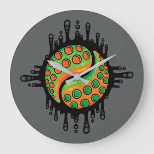 Inky Octopus Tentacle Yin Yang Symbol Large Clock