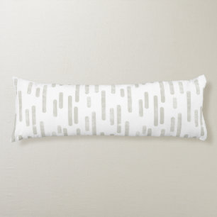 Inky Rounded Lines Pattern Beige on White Body Cushion