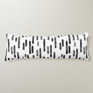 Inky Rounded Lines Pattern   Black on White Body Cushion