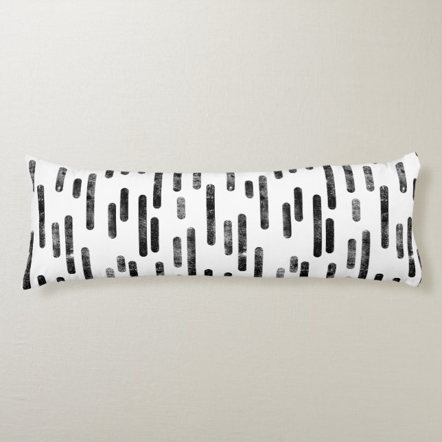 Inky Rounded Lines Pattern | Black on White Body Cushion (Front)