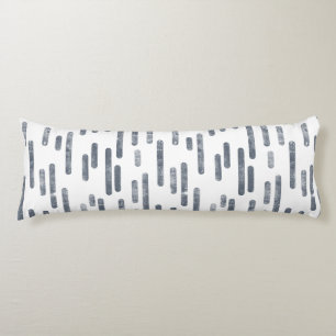 Inky Rounded Lines Pattern   Blue-Grey on White Body Cushion