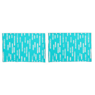 Inky Rounded Lines Pattern Bright Blue/Turquoise Pillowcase