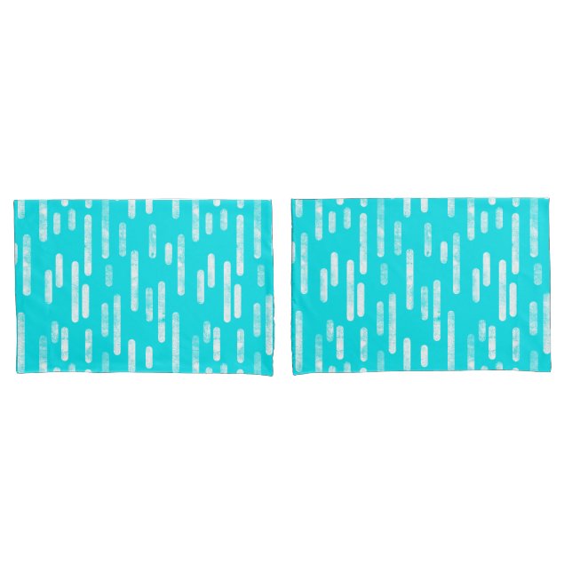 Inky Rounded Lines Pattern | Bright Blue/Turquoise Pillowcase (Front-Set)