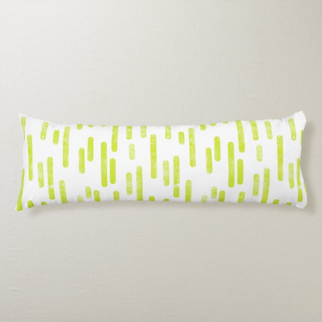 Inky Rounded Lines Pattern | Bright Lime Green Body Cushion (Front)