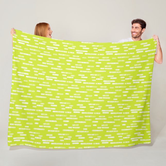Inky Rounded Lines Pattern | Bright Lime Green Fleece Blanket (In Situ)