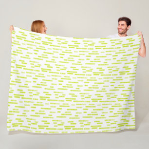 Inky Rounded Lines Pattern Bright Lime Green Fleece Blanket