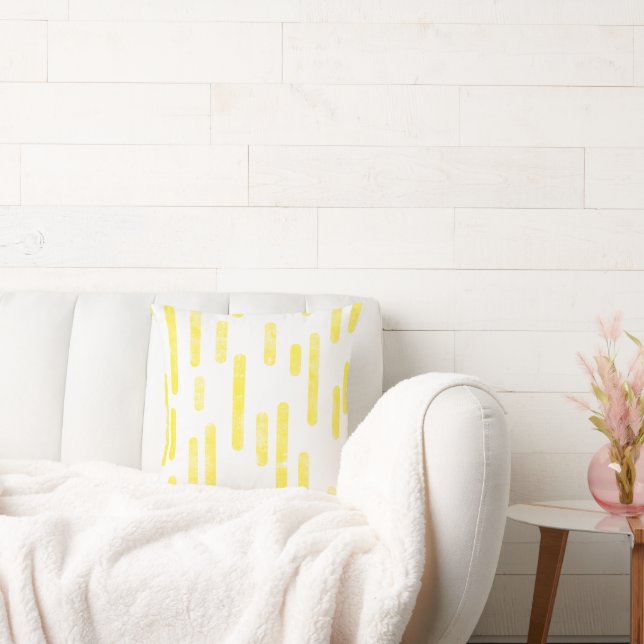 Inky Rounded Lines Pattern | Bright Yellow/White Cushion (Couch)