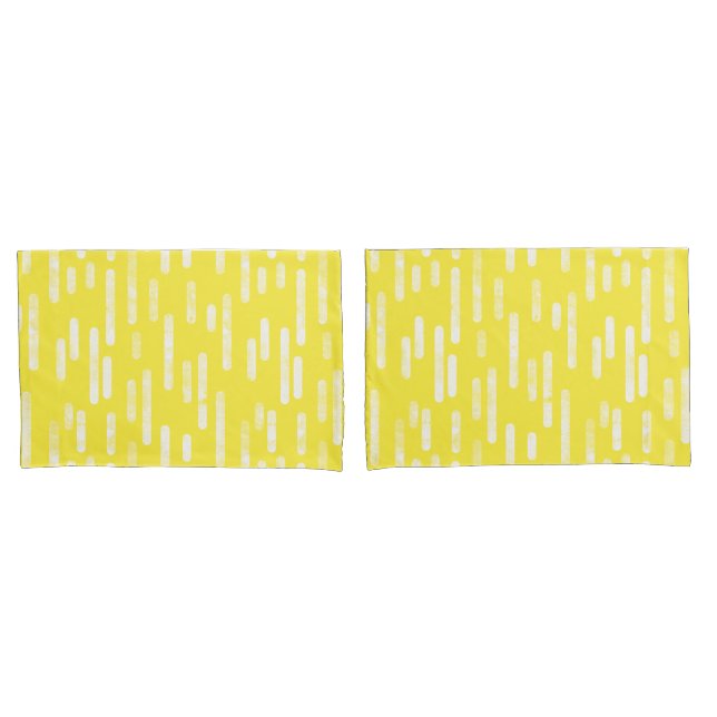 Inky Rounded Lines Pattern | Bright Yellow + White Pillowcase (Front-Set)