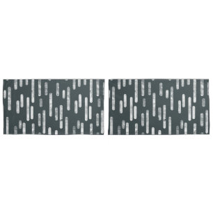 Inky Rounded Lines Pattern   Dark Gray-Green/White Pillowcase