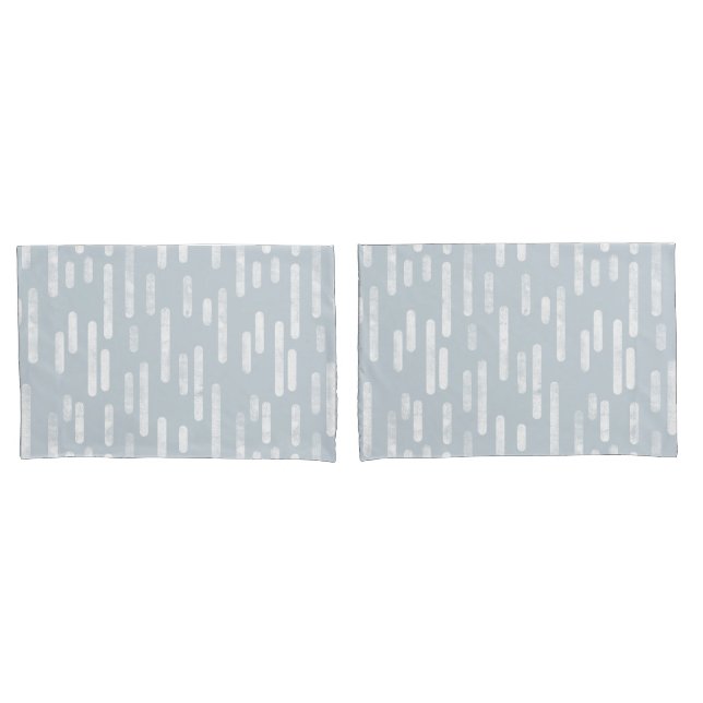 Inky Rounded Lines Pattern | Dusty Blue and White Pillowcase (Front-Set)