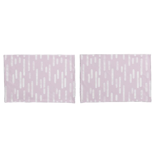 Inky Rounded Lines Pattern | Dusty Pink and White Pillowcase (Front-Set)