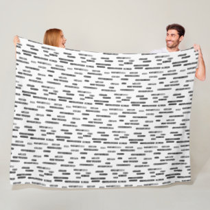 Inky Rounded Lines Pattern Graphite on White Fleece Blanket