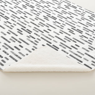 Inky Rounded Lines Pattern Graphite on White Sherpa Blanket