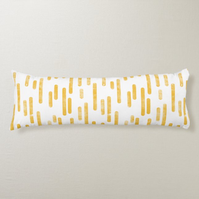 Inky Rounded Lines Pattern | Mustard Yellow/White Body Cushion (Front)