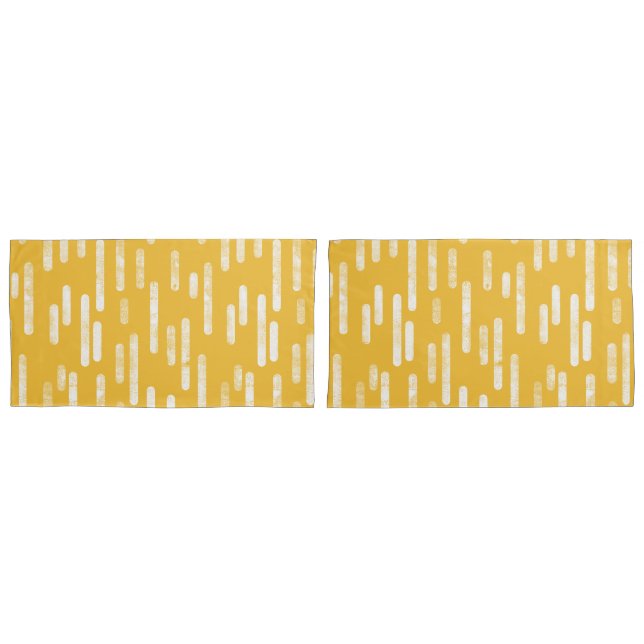 Inky Rounded Lines Pattern | Mustard Yellow/White Pillowcase (Front-Set)