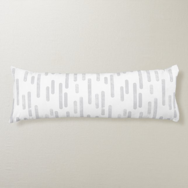 Inky Rounded Lines Pattern | Pale Grey on White Body Cushion (Front)