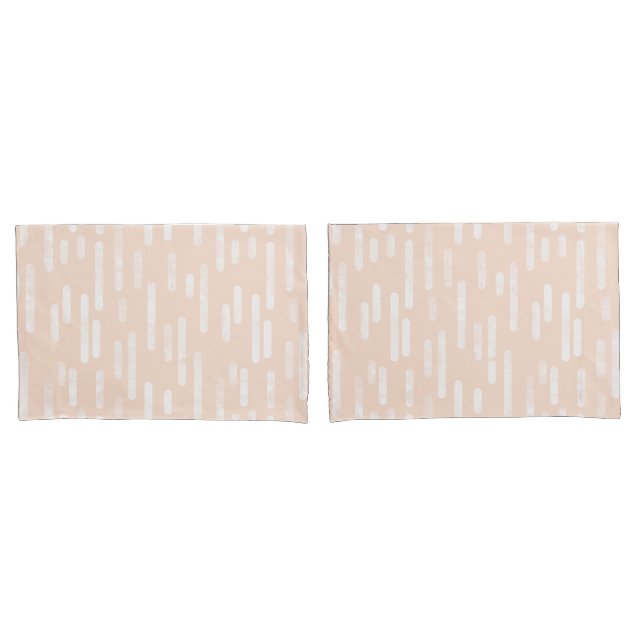 Inky Rounded Lines Pattern | Pale Peach and White Pillowcase (Front-Set)