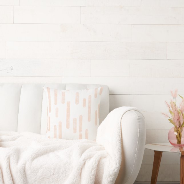 Inky Rounded Lines Pattern | Pale Peach on White Cushion (Couch)