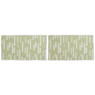 Inky Rounded Lines Pattern   Pale Pistachio/White Pillowcase