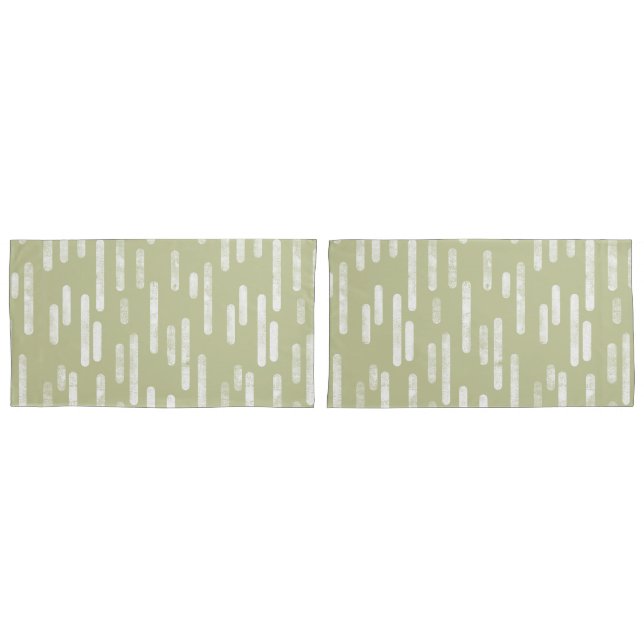 Inky Rounded Lines Pattern | Pale Pistachio/White Pillowcase (Front-Set)