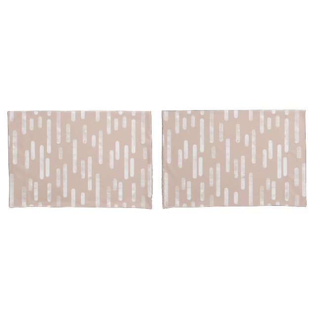 Inky Rounded Lines Pattern | Pale Terracotta/White Pillowcase (Front-Set)