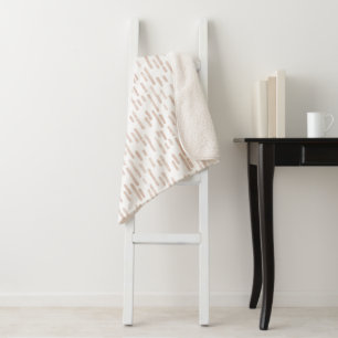 Inky Rounded Lines Pattern   Pale Terracotta/White Sherpa Blanket