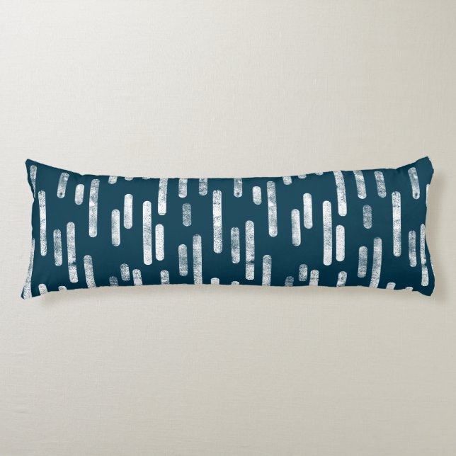 Inky Rounded Lines Pattern | White/Dark Blue-Green Body Cushion (Front)