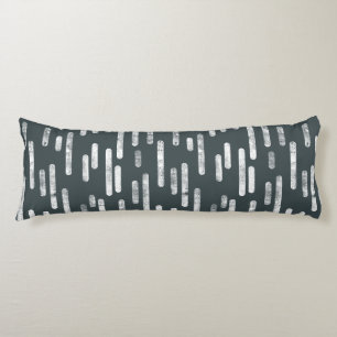 Inky Rounded Lines Pattern   White/Dark Grey Green Body Cushion
