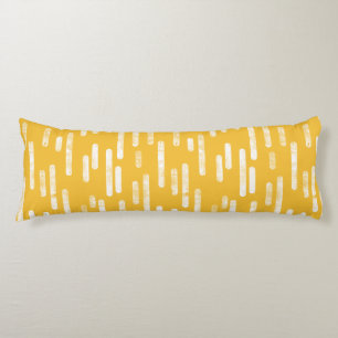 Inky Rounded Lines Pattern   White/Mustard Yellow Body Cushion