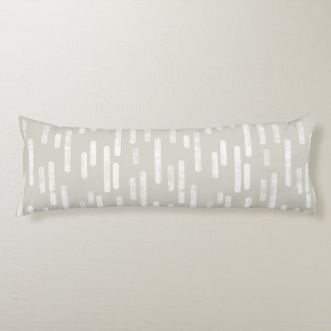 Inky Rounded Lines Pattern | White on Beige Body Cushion (Front)
