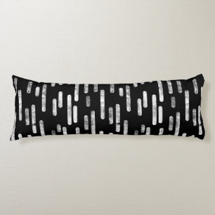 Inky Rounded Lines Pattern White on Black Body Cushion