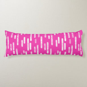 Inky Rounded Lines Pattern   White on Bright Pink Body Cushion