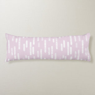 Inky Rounded Lines Pattern   White on Dusty Pink Body Cushion